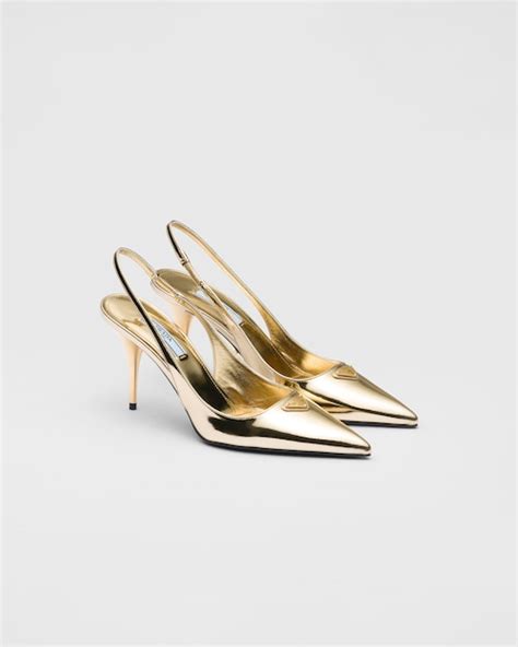 prada metallic leather pointy pumps|prada velvet pumps.